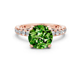 Rose gold Round Cut Peridot Pavé Solitaire Ring with Round Band and Prong Setting_24
