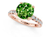 Rose gold Round Cut Peridot Pavé Solitaire Ring with Round Band and Prong Setting_25