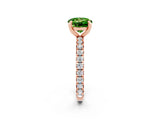 Rose gold Round Cut Peridot Pavé Solitaire Ring with Round Band and Prong Setting_26