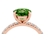 Rose gold Round Cut Peridot Pavé Solitaire Ring with Round Band and Prong Setting_28