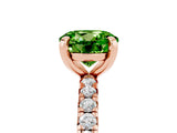 Rose gold Round Cut Peridot Pavé Solitaire Ring with Round Band and Prong Setting_29