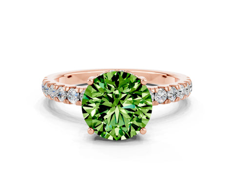 Rose gold Round Cut Peridot Pave Band Solitaire Ring with Four-Prong Setting_24