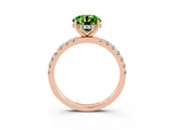 Rose gold Round Cut Peridot Pave Band Solitaire Ring with Four-Prong Setting_27