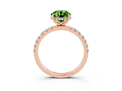 Rose gold Round Cut Peridot Pave Band Solitaire Ring with Four-Prong Setting_27