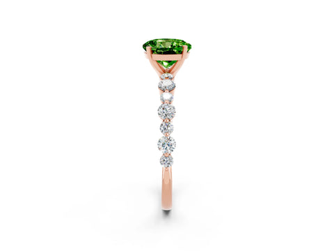 Rose gold Round Cut Peridot Prong Set Engagement Ring with Pavé Band_2