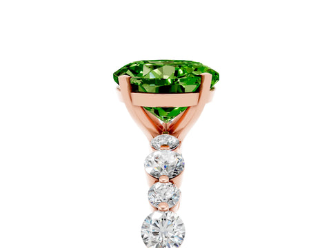 Rose gold Round Cut Peridot Prong Set Engagement Ring with Pavé Band_5