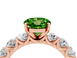 Rose gold Round Cut Peridot Prong Setting with Side Stones on a Pave Band_4