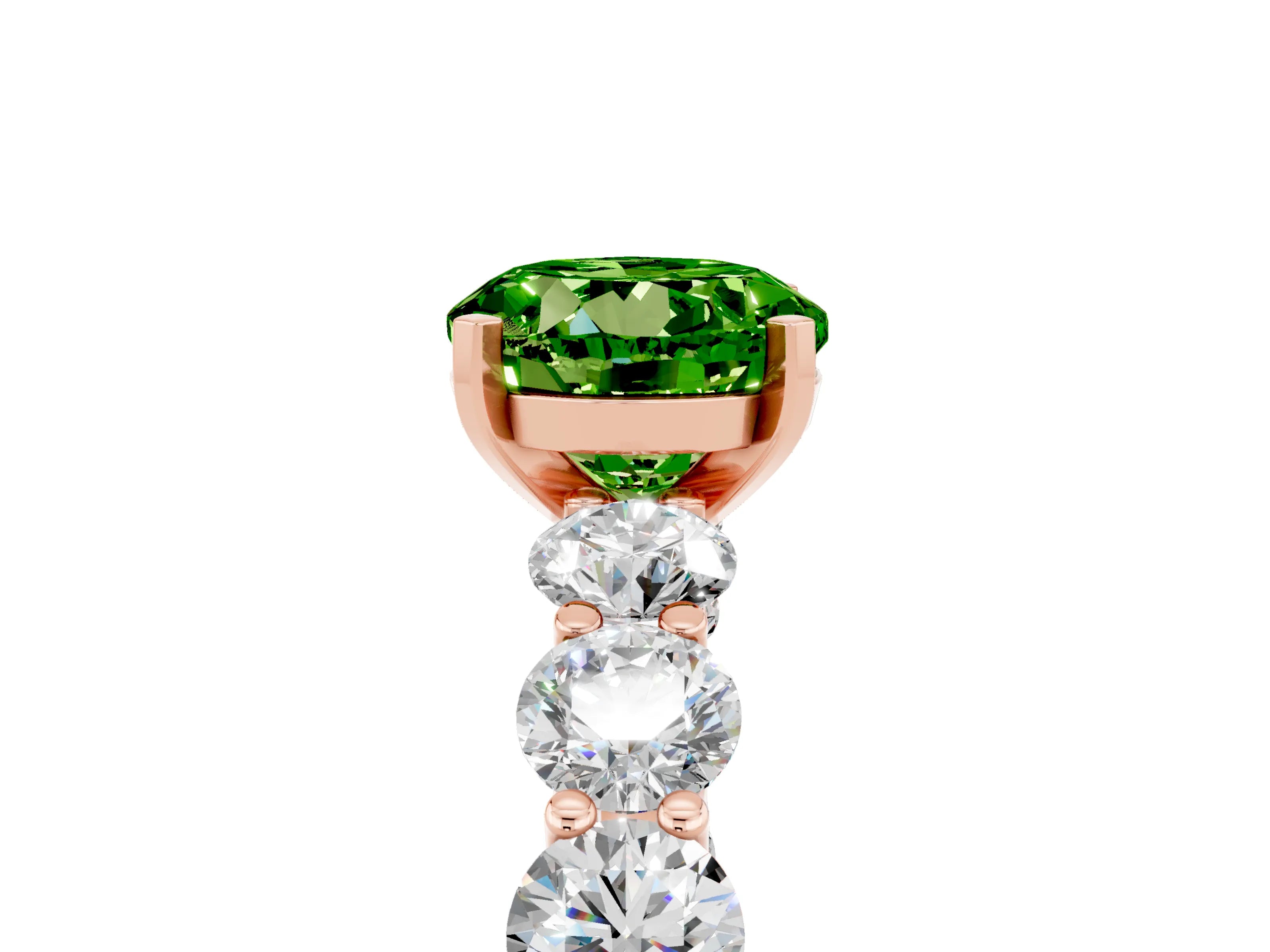 Rose gold Round Cut Peridot Prong Setting with Side Stones on a Pave Band_5