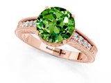 Rose gold Round Cut Peridot Ring with Milgrain Pavé Band and Four-Prong Setting_13