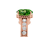 Rose gold Round Cut Peridot Ring with Milgrain Pavé Band and Four-Prong Setting_17