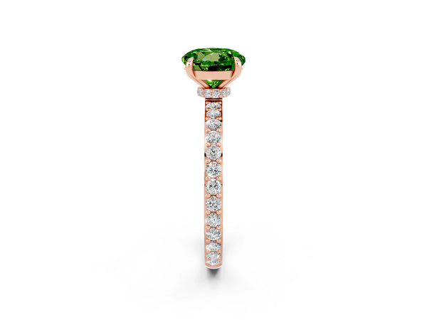 Rose gold Round Cut Peridot Pavé Engagement Ring with Round  Accents and Prong Setting
