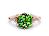 Rose gold Round Cut Peridot Ring with Side Stones and Four-Prong Setting_36