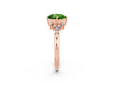 Rose gold Round Cut Peridot Ring with Side Stones and Four-Prong Setting_38