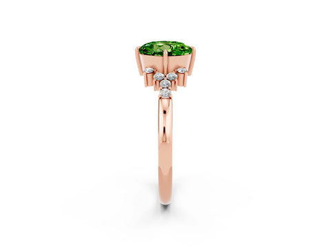 Rose gold Round Cut Peridot Ring with Side Stones and Four-Prong Setting_38