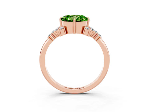 Rose gold Round Cut Peridot Ring with Side Stones and Four-Prong Setting_39