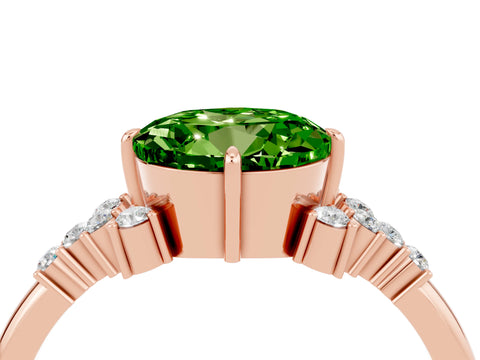 Rose gold Round Cut Peridot Ring with Side Stones and Four-Prong Setting_40