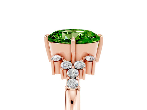 Rose gold Round Cut Peridot Ring with Side Stones and Four-Prong Setting_41