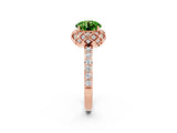 Rose gold Round Cut Peridot Scalloped Halo Engagement Ring with Round Shared Prong Band_38