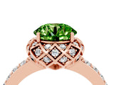 Rose gold Round Cut Peridot Scalloped Halo Engagement Ring with Round Shared Prong Band_40