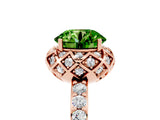 Rose gold Round Cut Peridot Scalloped Halo Engagement Ring with Round Shared Prong Band_41