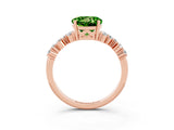 Rose gold Round Cut Peridot Scattered Round Accent Ring with Prong Setting_15