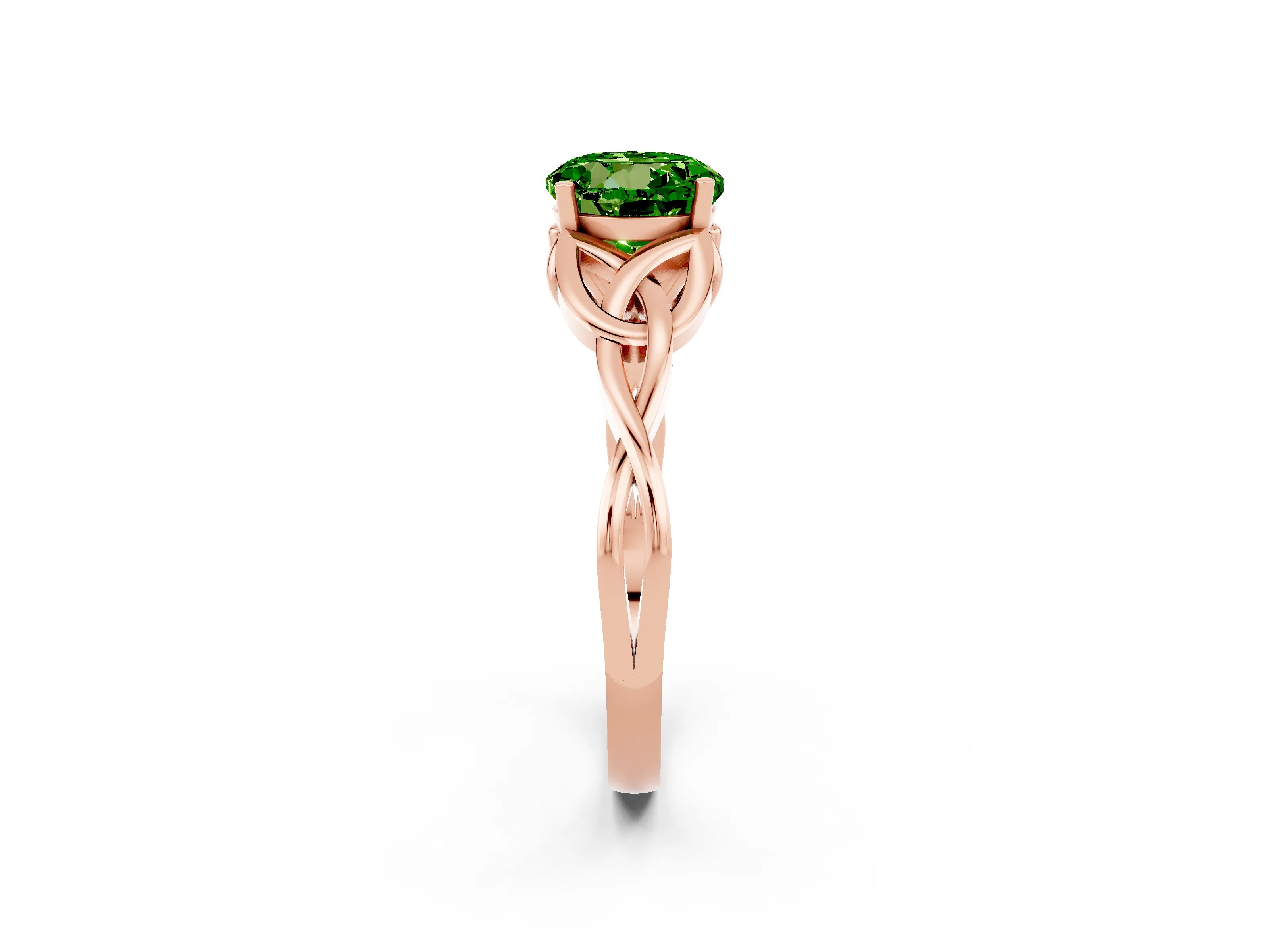 Rose gold Round Cut Peridot Solitaire Celtic Knot Ring with Four-Prong Setting_14
