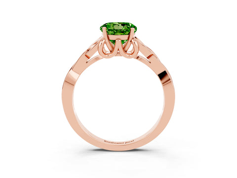 Rose gold Round Cut Peridot Solitaire Celtic Knot Ring with Four-Prong Setting_15