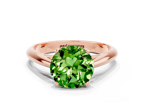 Rose gold Round Cut Peridot Solitaire Engagement Ring with Cathedral Setting and Four-Prong Mount_12
