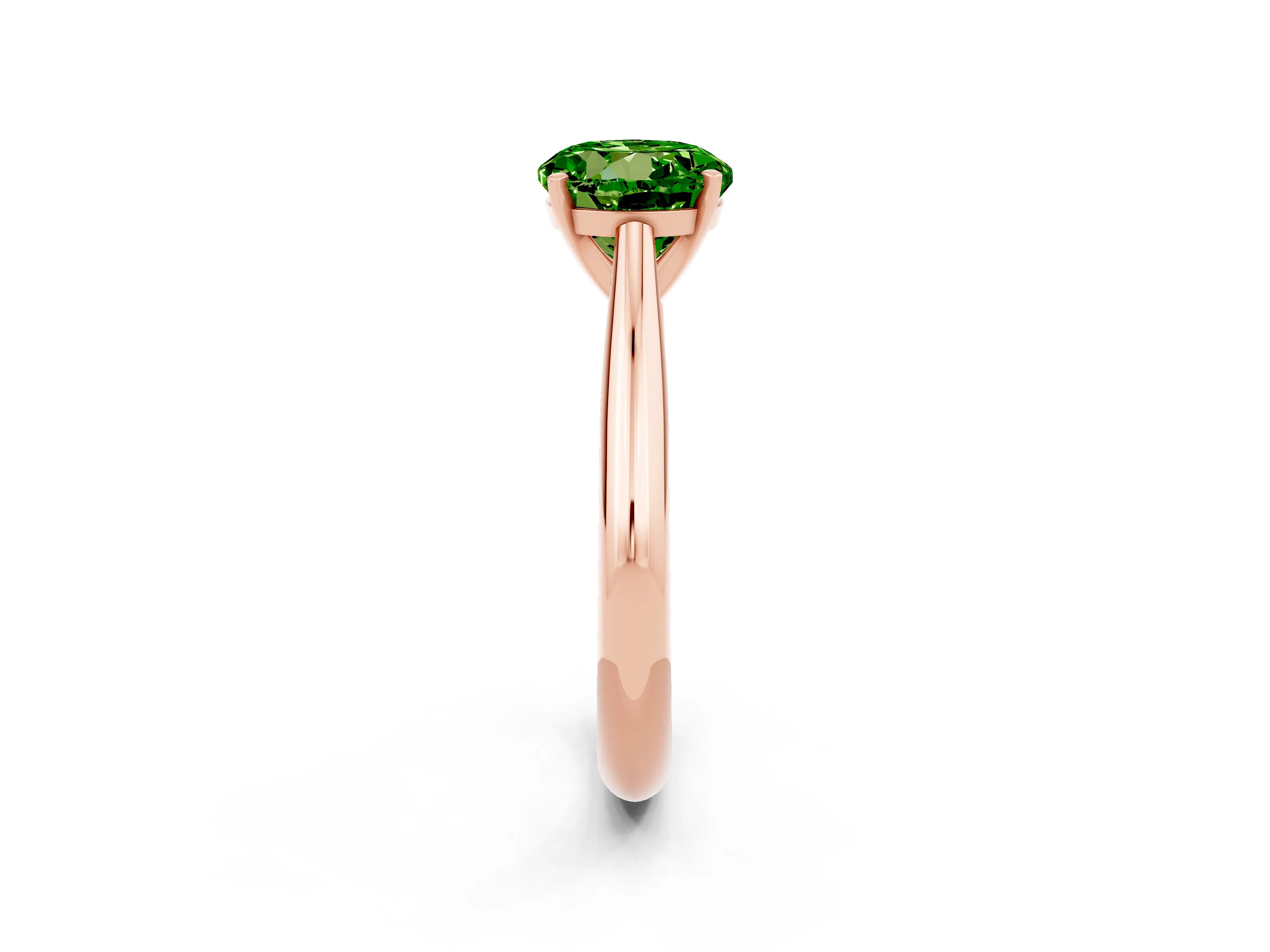 Rose gold Round Cut Peridot Solitaire Engagement Ring with Cathedral Setting and Four-Prong Mount_14