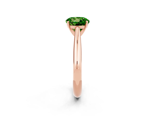 Rose gold Round Cut Peridot Solitaire Engagement Ring with Cathedral Setting and Four-Prong Mount