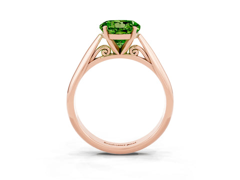 Rose gold Round Cut Peridot Solitaire Engagement Ring with Cathedral Setting and Four-Prong Mount_15