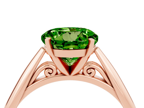 Rose gold Round Cut Peridot Solitaire Engagement Ring with Cathedral Setting and Four-Prong Mount_16