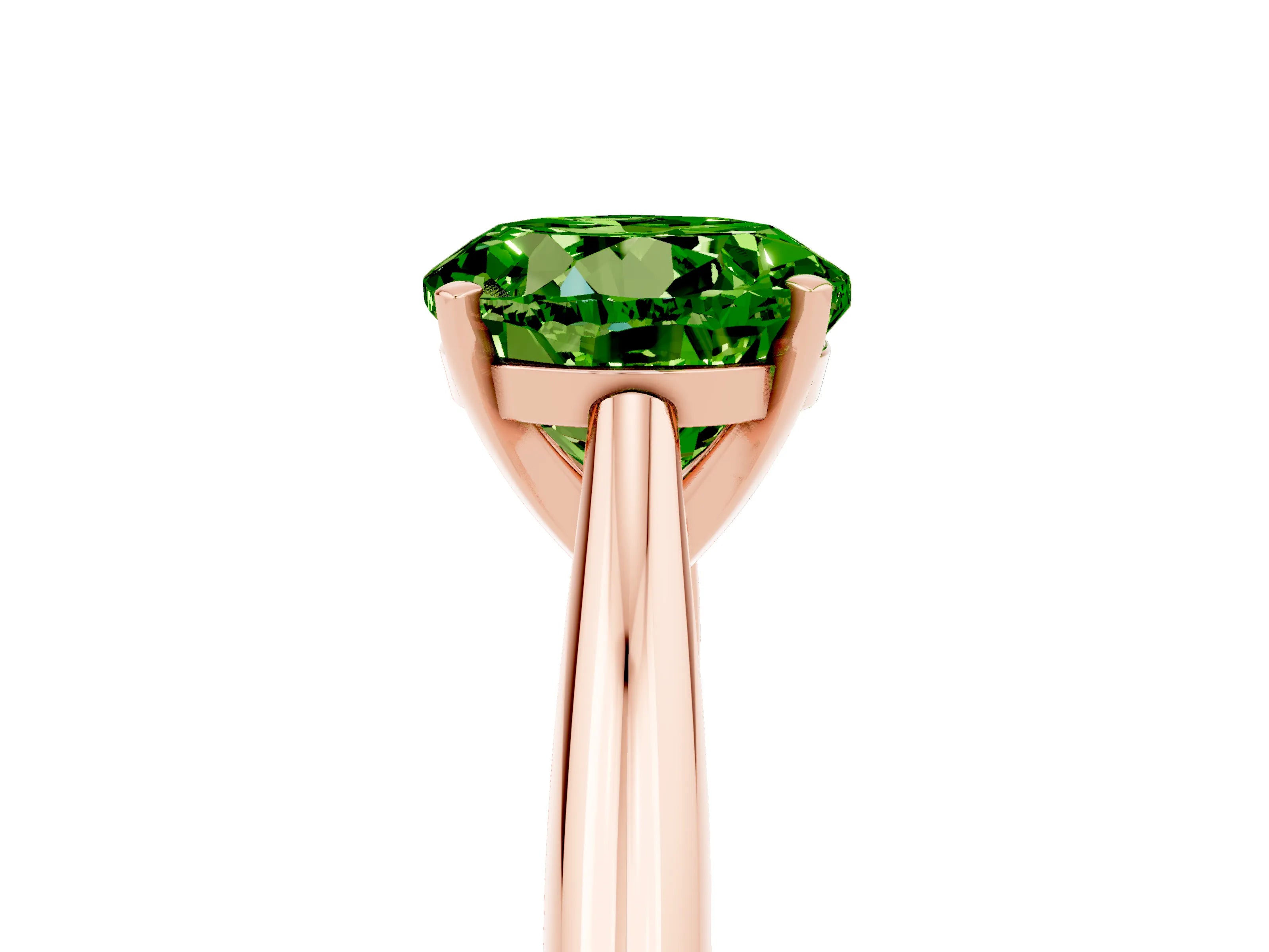 Rose gold Round Cut Peridot Solitaire Engagement Ring with Cathedral Setting and Four-Prong Mount_17