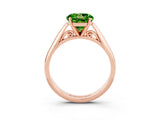 Rose gold Round Cut Peridot Solitaire Engagement Ring with Cathedral Setting and Four-Prong Mount_27