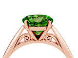 Rose gold Round Cut Peridot Solitaire Engagement Ring with Cathedral Setting and Four-Prong Mount_28