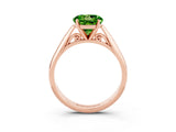 Rose gold Round Cut Peridot Solitaire Engagement Ring with Cathedral Setting and Four-Prong Mount_33