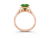 Rose gold Round Cut Peridot Solitaire Engagement Ring with Cathedral Setting and Four-Prong Mount_75