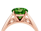 Rose gold Round Cut Peridot Solitaire Engagement Ring with Cathedral Setting and Four-Prong Mount_76