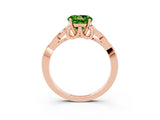 Rose gold Round Cut Peridot Solitaire Engagement Ring with Celtic Knot Band and Four-Prong Setting_3