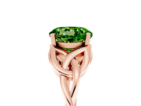 Rose gold Round Cut Peridot Solitaire Engagement Ring with Celtic Knot Band and Four-Prong Setting_5