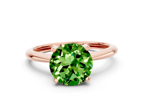 Rose gold Round Cut Peridot Solitaire Engagement Ring with Classic Band and Four-Prong Setting