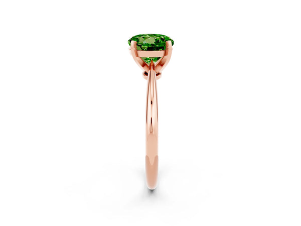Rose gold Round Cut Peridot Solitaire Engagement Ring with Classic Band and Four-Prong Setting