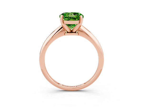 Rose gold Round Cut Peridot Solitaire Engagement Ring with Classic Band and Four-Prong Setting