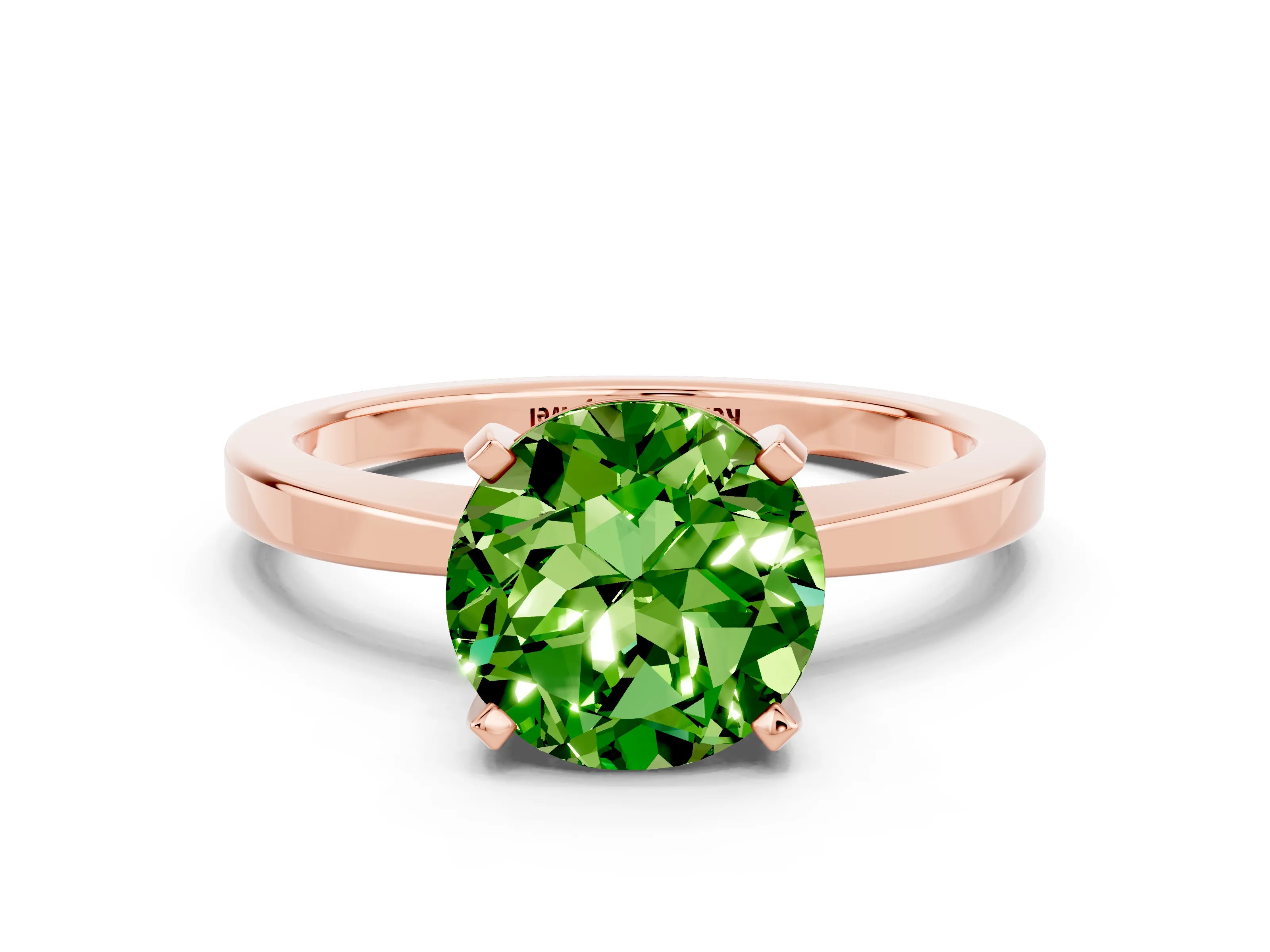 Rose gold Round Cut Peridot Solitaire Engagement Ring with Classic Band and Four-Prong Setting_24