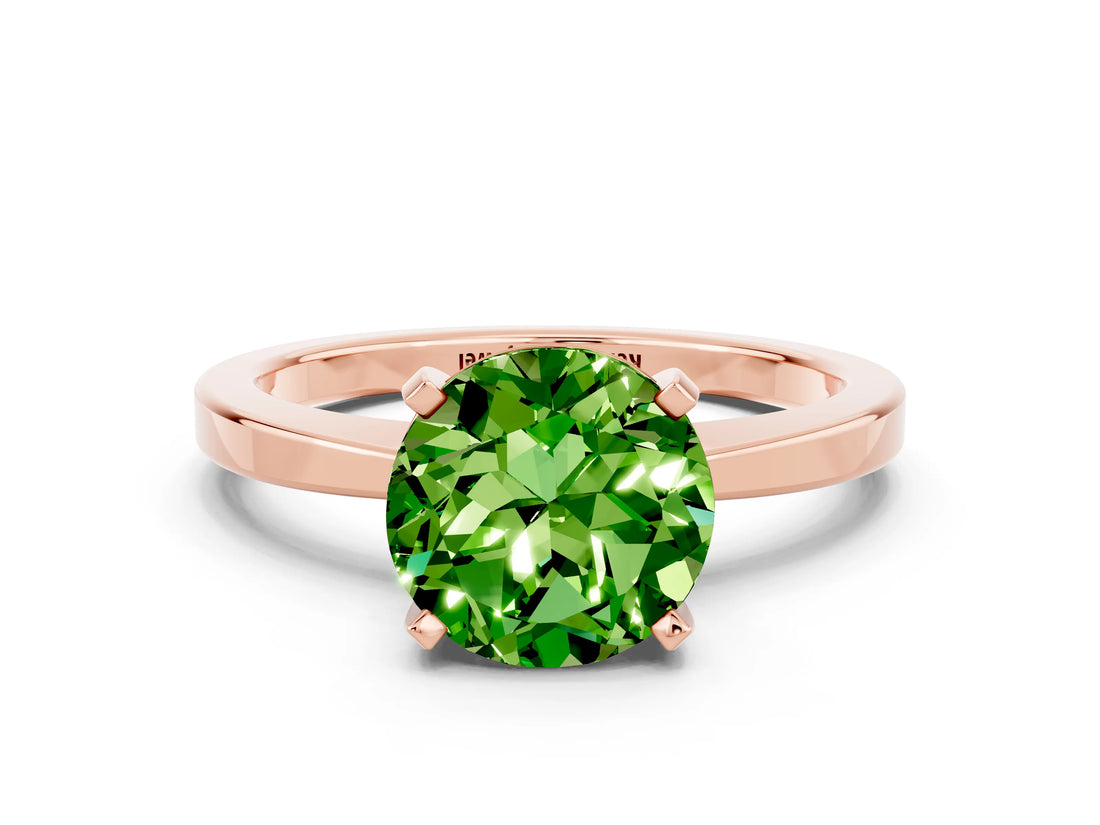 Rose gold Round Cut Peridot Solitaire Engagement Ring with Classic Band and Four-Prong Setting_24
