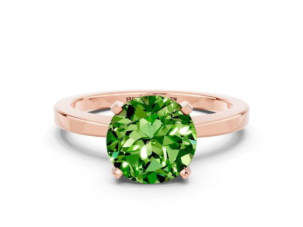 Rose gold Round Cut Peridot Solitaire Engagement Ring with Classic Band and Four-Prong Setting