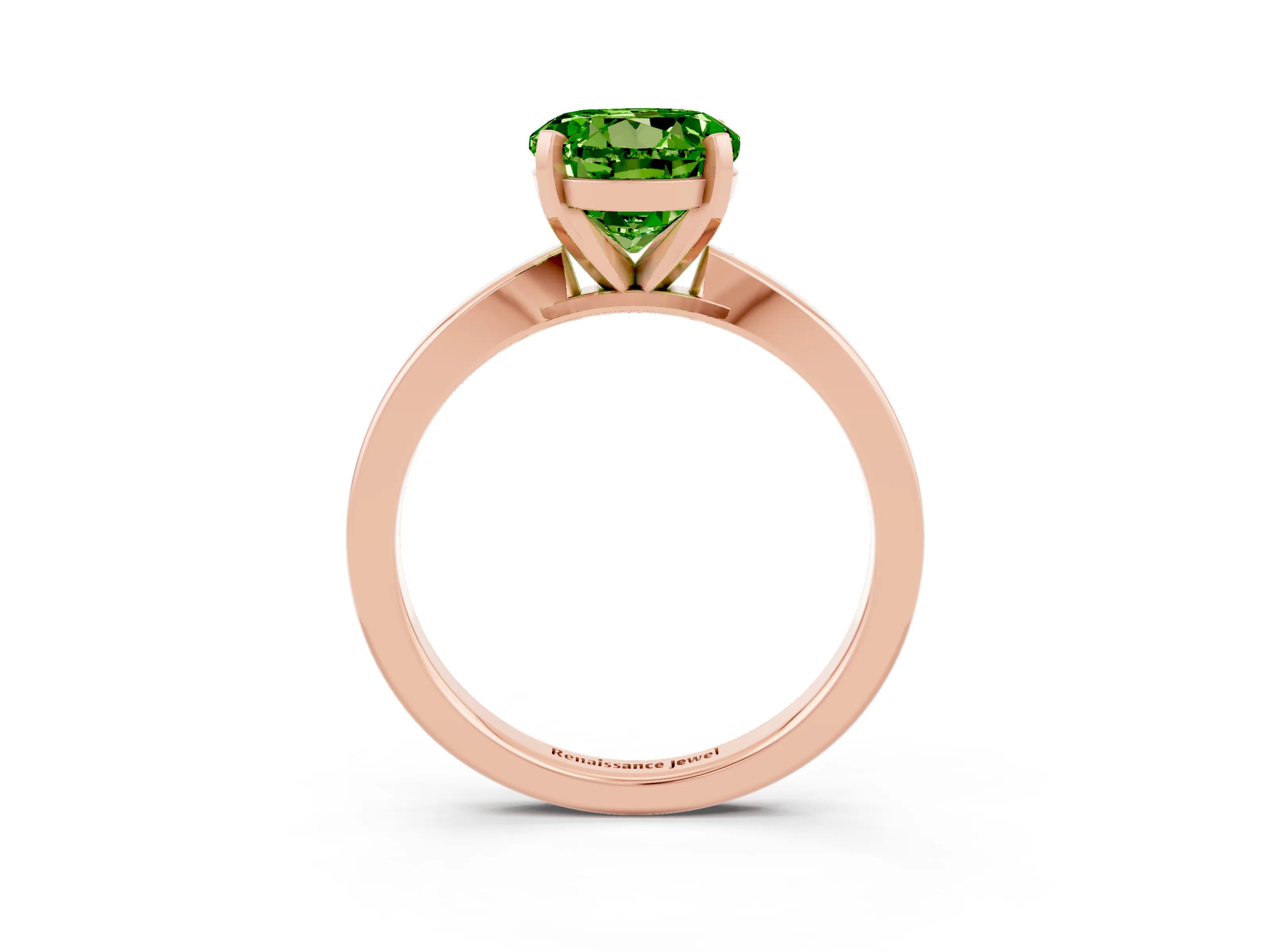 Rose gold Round Cut Peridot Solitaire Engagement Ring with Classic Band and Four-Prong Setting_27