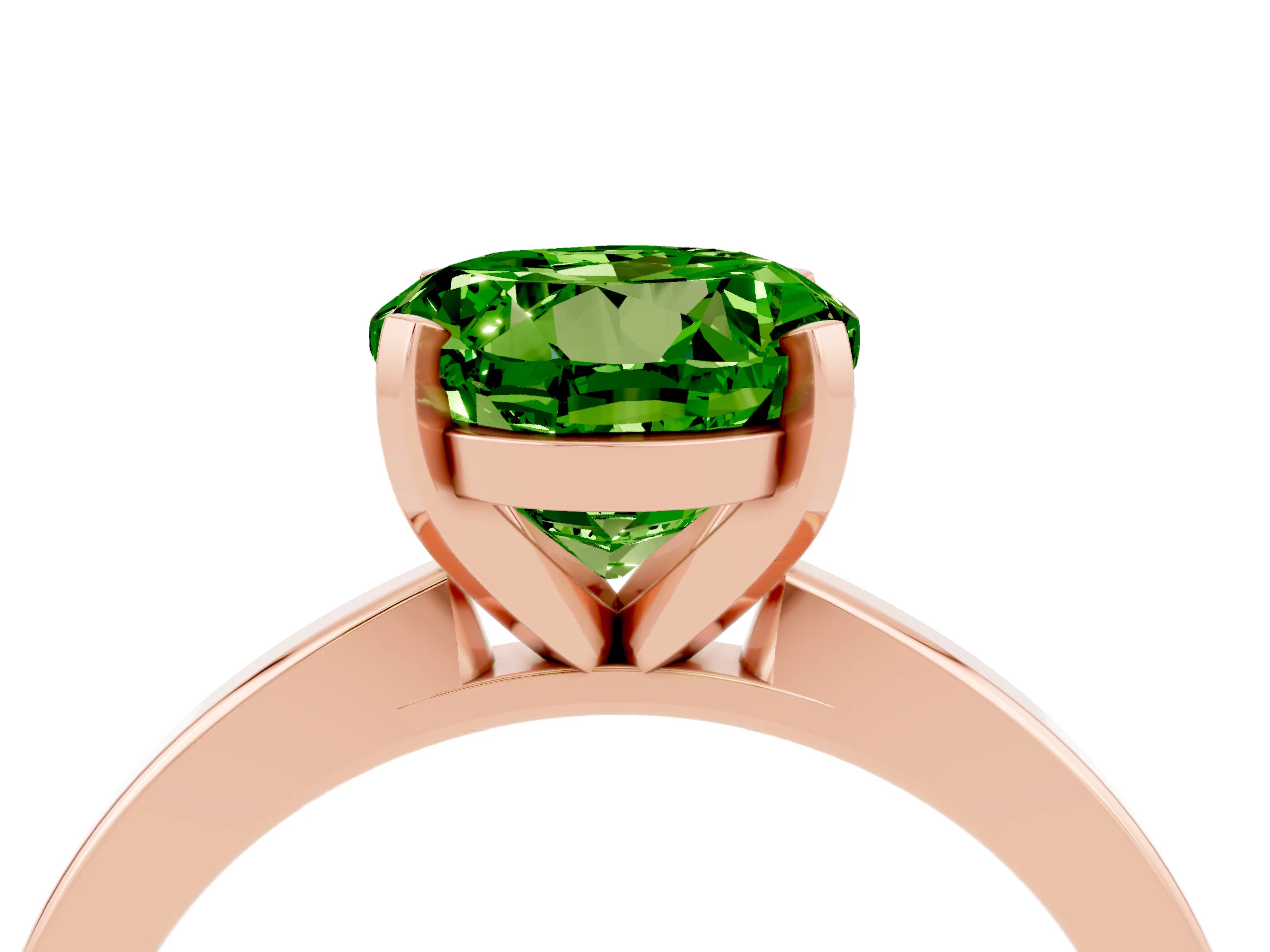 Rose gold Round Cut Peridot Solitaire Engagement Ring with Classic Band and Four-Prong Setting_28