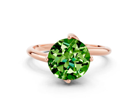 Rose gold Round Cut Peridot Solitaire Engagement Ring with Four-Prong Setting and Classic Band_12