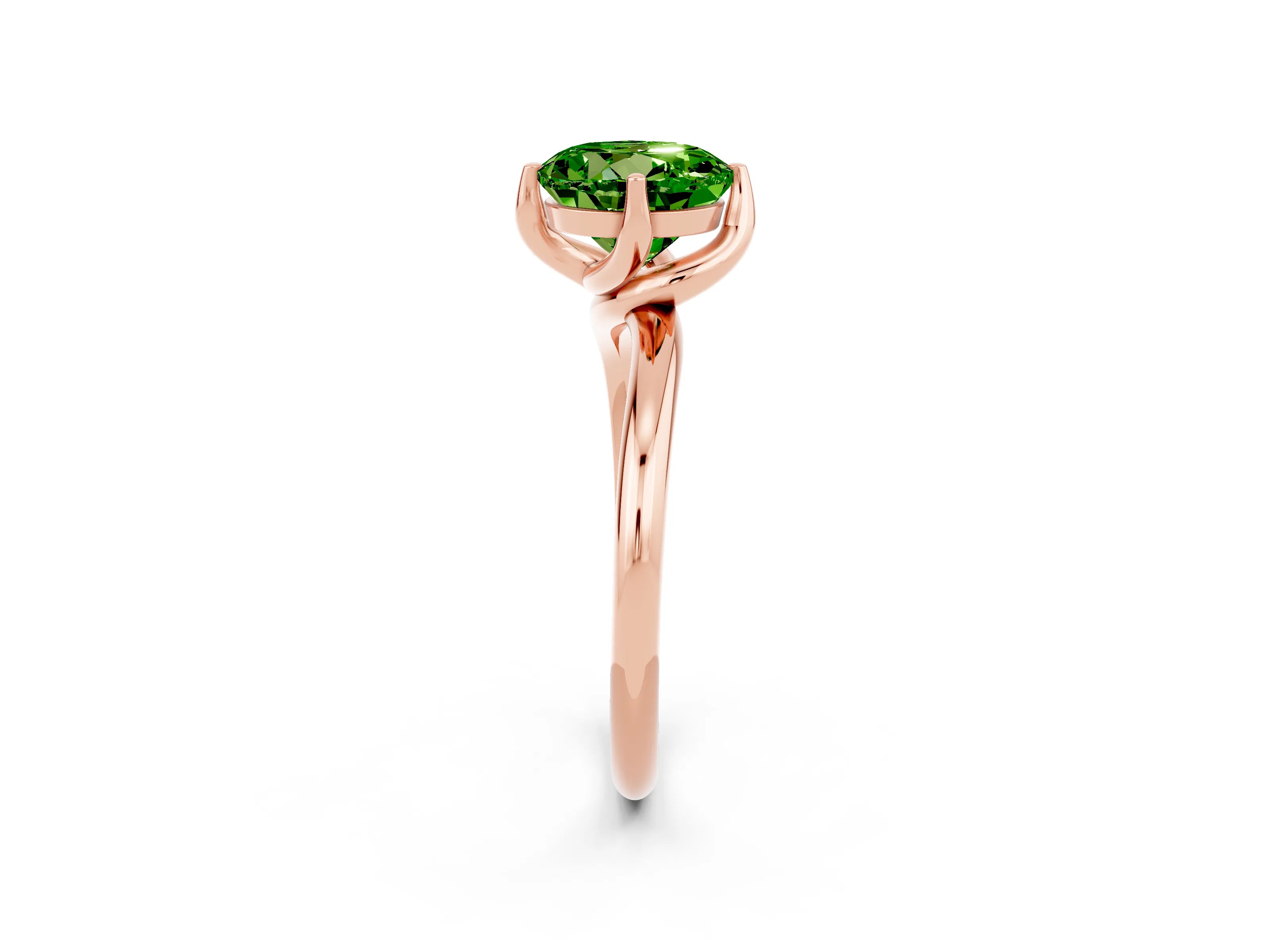Rose gold Round Cut Peridot Solitaire Engagement Ring with Four-Prong Setting and Classic Band_14